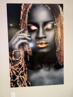 Elegant Black & Gold Glamour Portrait Canvas Wall Art
