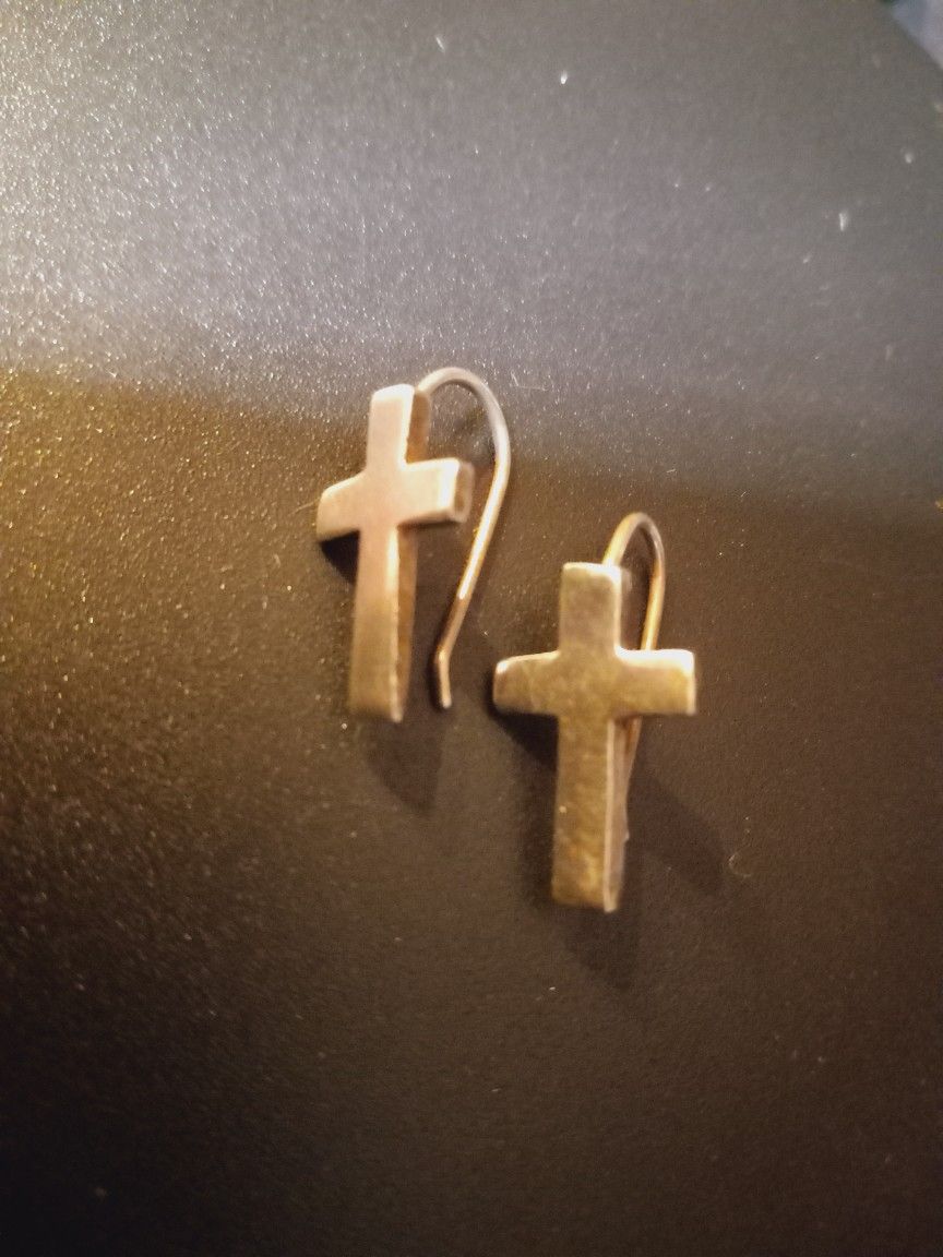 St.Silver "Cross" Earrings-.50"L-3.14 Grams