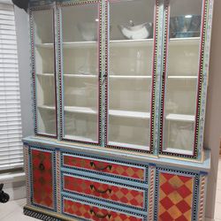 Hand Painted Antique China Cabinet/Hutch