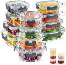 (Brand New Factory Sealed)
34pcs Glass Food Storage Containers with Lids Set, Airtight Glass Meal Prep Containers (17 Containers & 17 Lids), Leak Pro