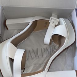 Dream Pairs Womens Hi-Lo High Heel Platform Pump Sandals, White Heels, Size 10