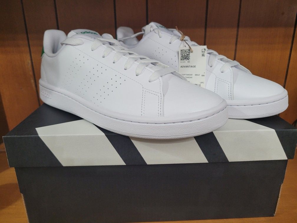 New Adidas Advantage White Green Men's sneaker Shoes  Size 7.5