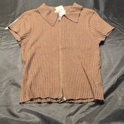 NEW Zip-Up Top – Brown