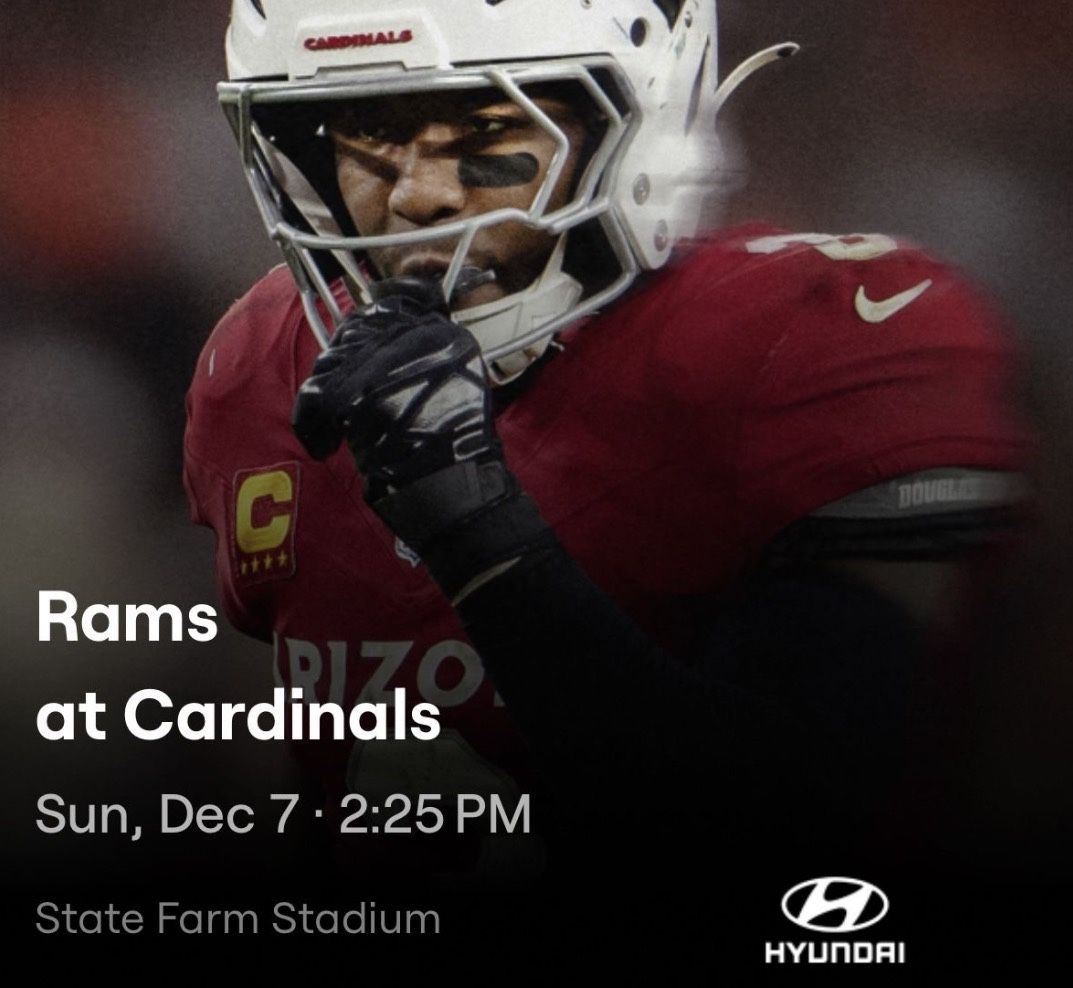 2 AZ Cardinal VS Rams PLUS Red Parking Pass