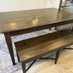 Living Spaces - Wood Dining Table With Bench