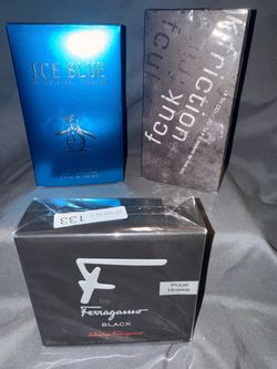 3 Men's Cologne Fragrance Lot – Ferragamo, FCUK, Original Penguin