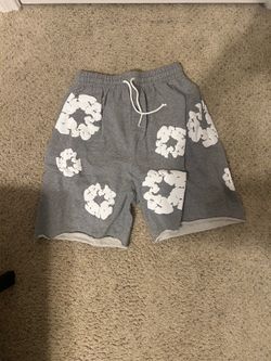 Grey denim tear shorts