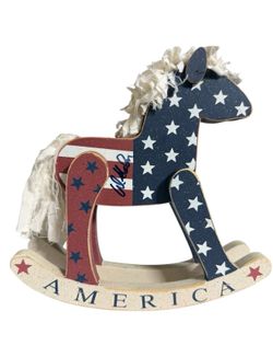 Patriotic Rocking Horse,Wooden Signed By Willie Nelson