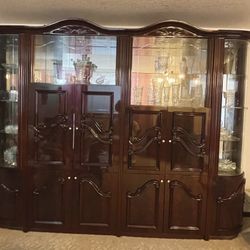 TV Console/ Hutch Cherry Finish In A Good Shape