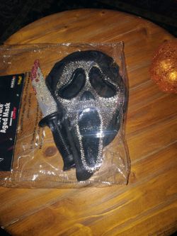Bling ghost face mask with knife $15