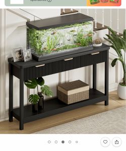 Black Console Table with Drawers and Shelf