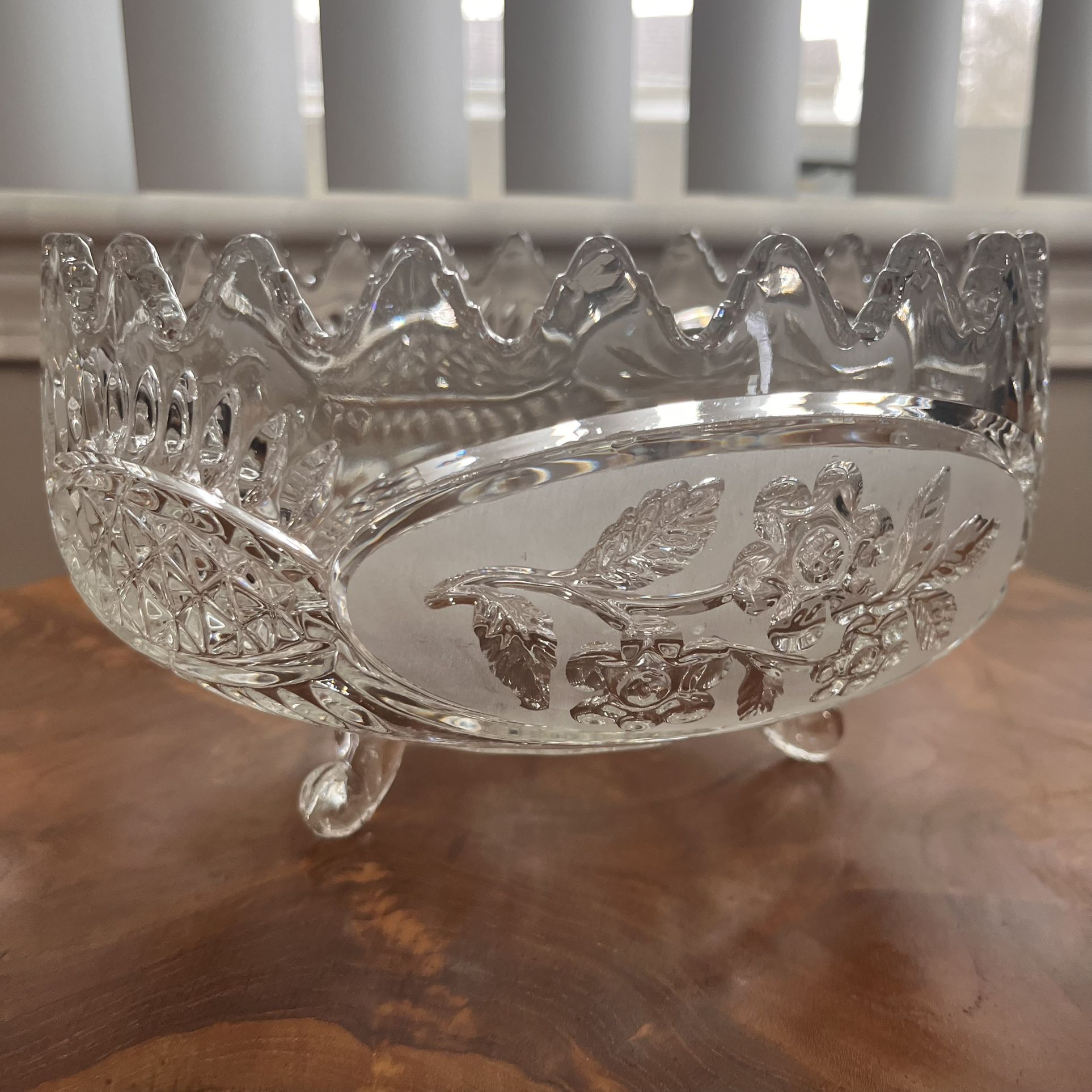 Vintage Crystal Decorative Bowl Footed 8.25” Yugoslavian