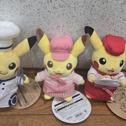 Chef Pikachu Plushies Pokémon Cafe (Japan Exclusive) Set of 3