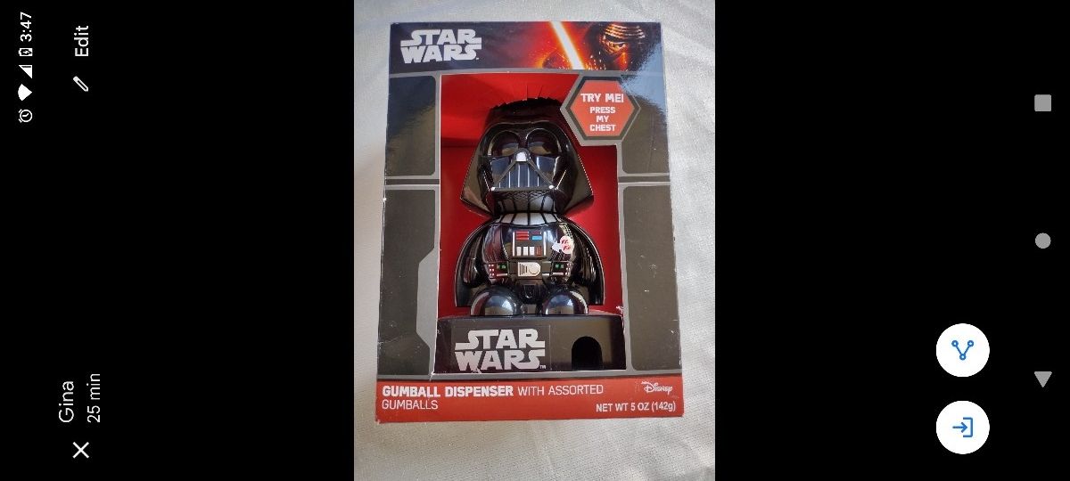 Star Wars Darth Vader Gumball Dispenser Brand Press Button On Chest He Makes Noise $30