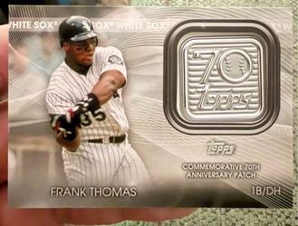 2021 Topps 70th Anniversary Logo Patch Card featuring Hall of Famer Frank Thomas