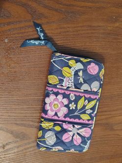 Vera Bradley Turn Lock Floral Nightingale Wallet 8" Long By 5" Wide
