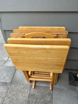 Set of Wood TV trays with the stand