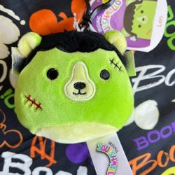 Halloween Squishmallow Clip Len Frankenstein Teddy Bear Mini plush bag charm 2021
