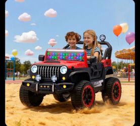 Electric Car With Parent Remote Control, 2 Seater Ride On Toy, Colorful LED Lights, Adjustable Speed, USB & MP3 -Color -Red 46.85"W × 31.5"D × 32.28"H