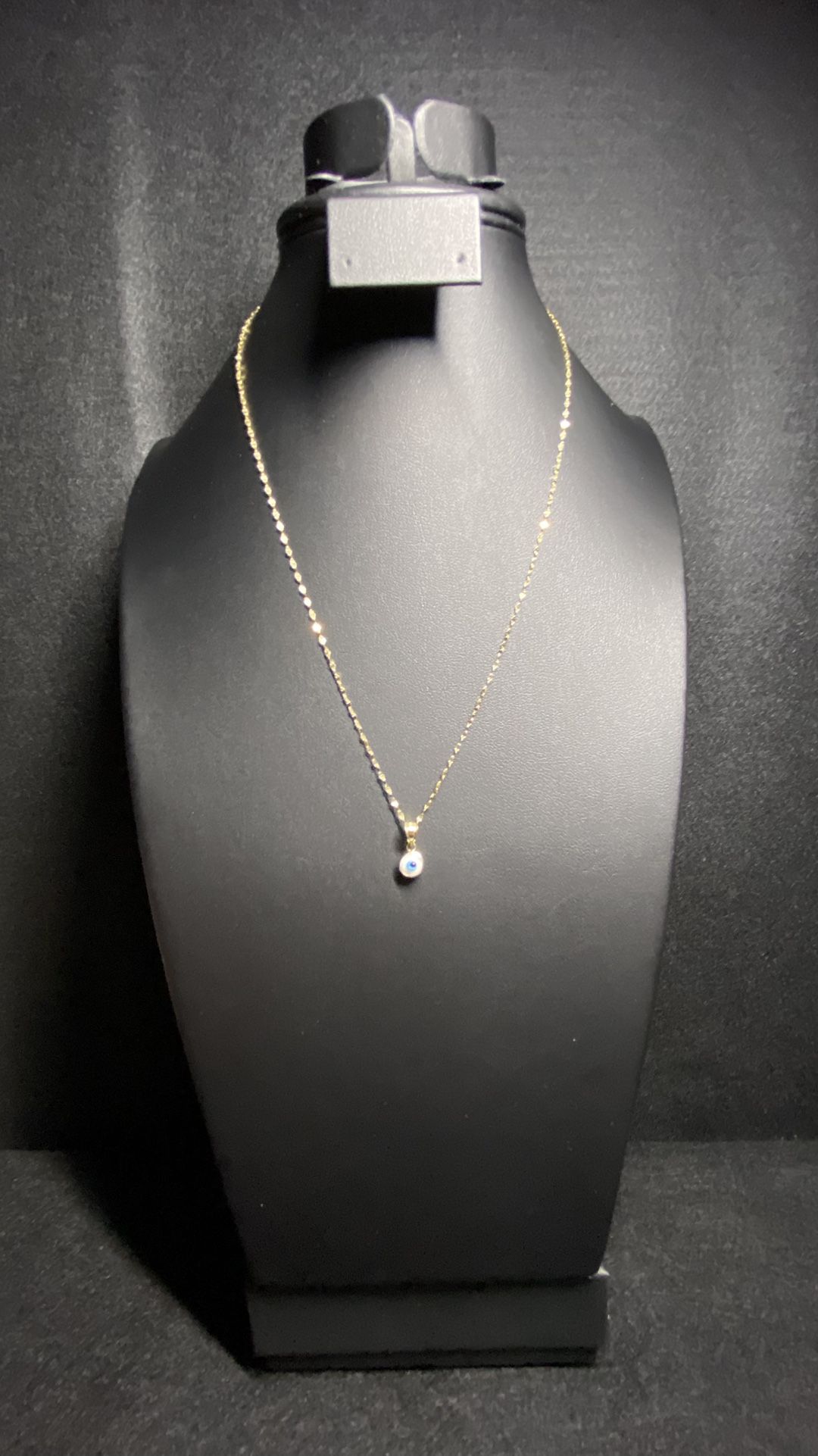 10k Gold Mirror Link Necklace & 14k Evil Eye 🧿 Pendant Combo
