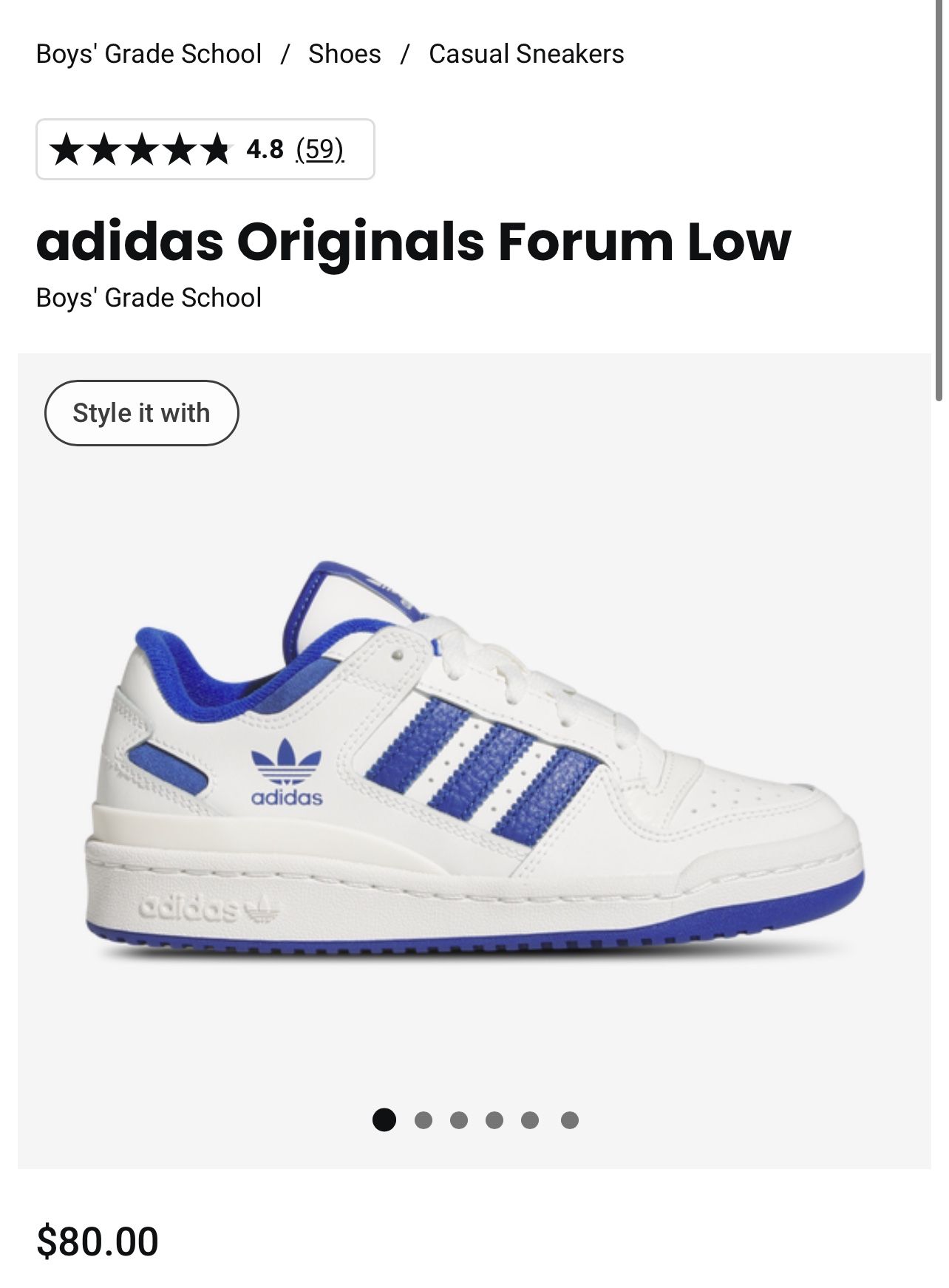Adidas Originals Forum Low J Size 6.5