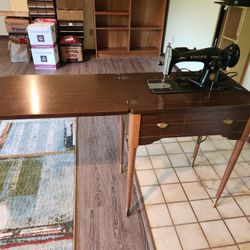 Vintage 1960s Singer Sewing Machine Cabinet Table