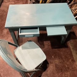 Vintage Kids Desk W/ Metal Chair