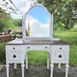 Antique Vanity Desk With Mirror!