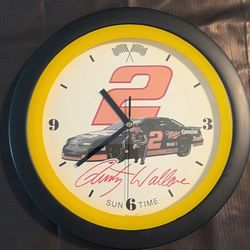 Rusty Wallace #2 NASCAR Sun Time Wall Clock