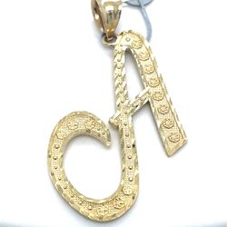 10Kt Yellow Gold Large Cursive Letter A Pendant 2.74g 190224/13