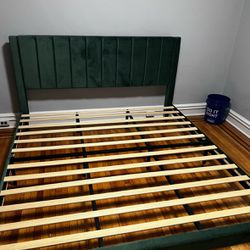 Green Velour King Bed