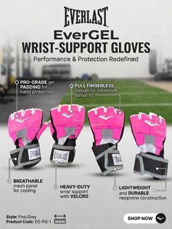 Everlast EverGEL Wrist Support Fitness / Boxing Gloves (Pink/Grey)