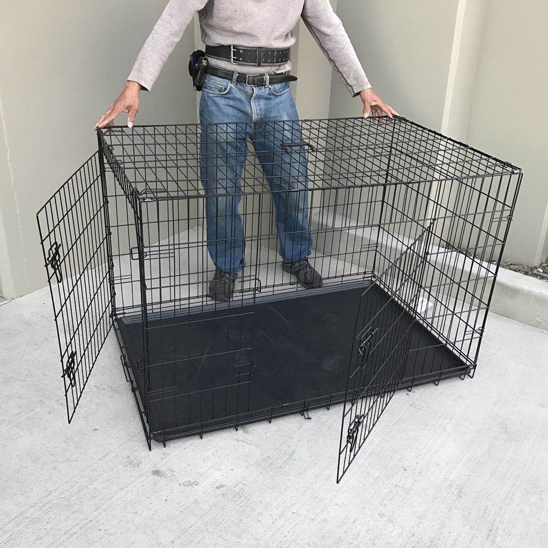 New in box 48x30x32 inches tall large 2 doors foldable dog cage crate
