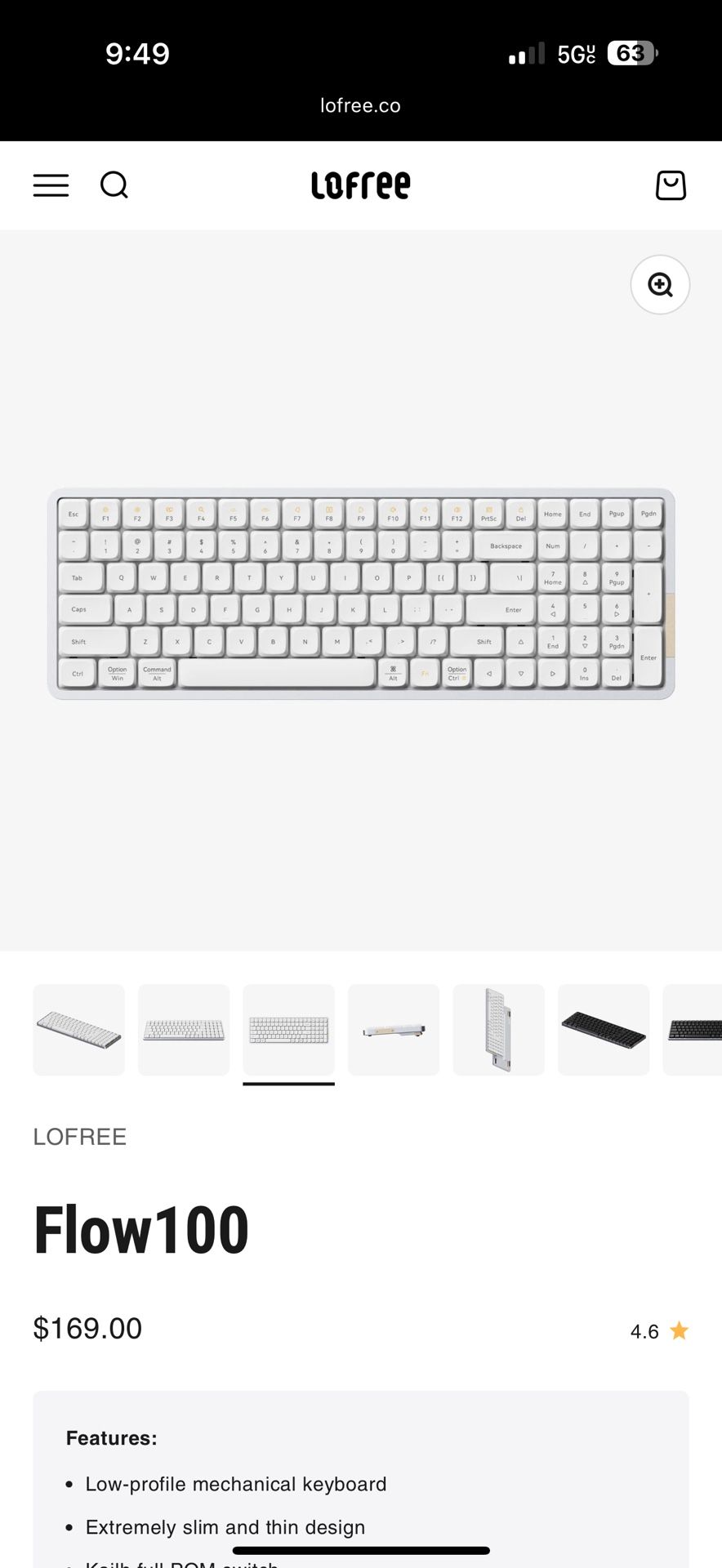 LOFREE Flow Low Profile Mechanical Keyboard, 100 Keys (brand new)