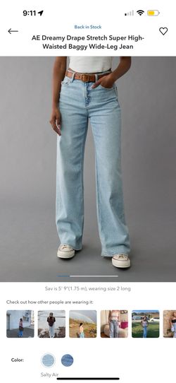 American Eagle High Waisted Wide Leg Jean - Size 2 SHORT 