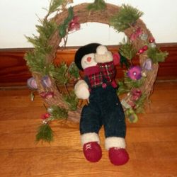 Snowman Winter Door Wreath
