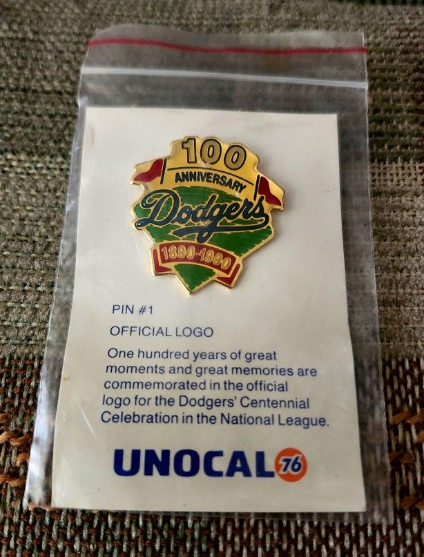 1990 LA Dodgers 100th Anniversary 1(contact info removed) Unocal 76 Pin #1 