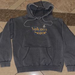 Vintage 90s Y2k Volcom Surf Skate Hoodie Men’s Gray Center Logo Large