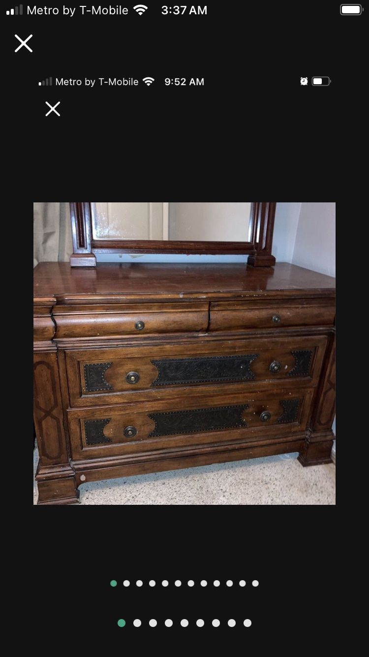 Solid Wood, Large End Table With Mirror And Regular Size And Table