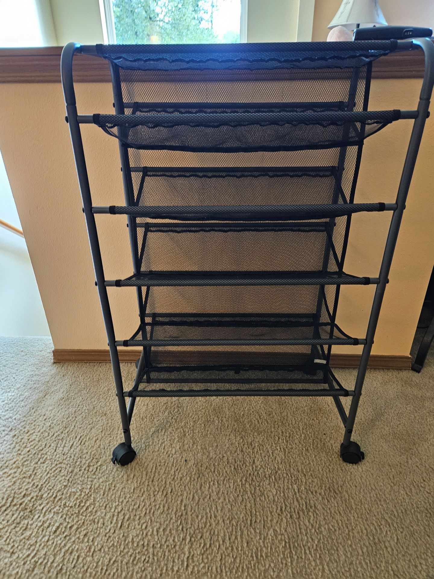 Shoe Rack, mesh style on wheels
