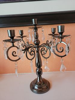 Candelabra candle holder metal black. Decor all $5
