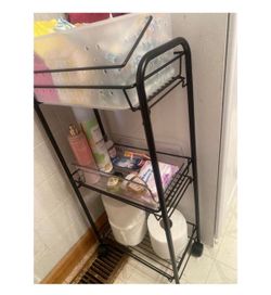 New in box Black Metal Rolling Bathroom bedroom Storage Cart