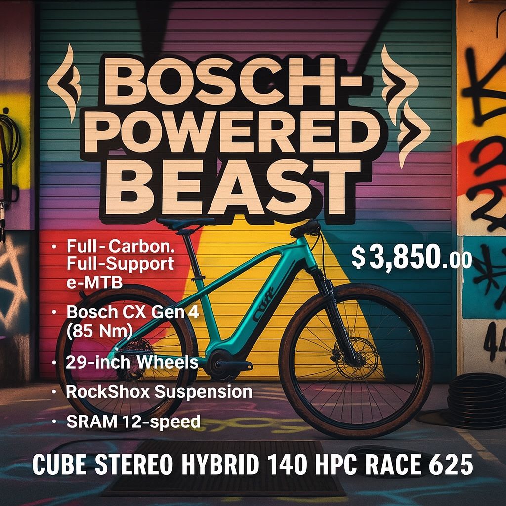 Cube Stereo Hybrid 140 HPC Race 625 — the Bosch-Powered Beast.