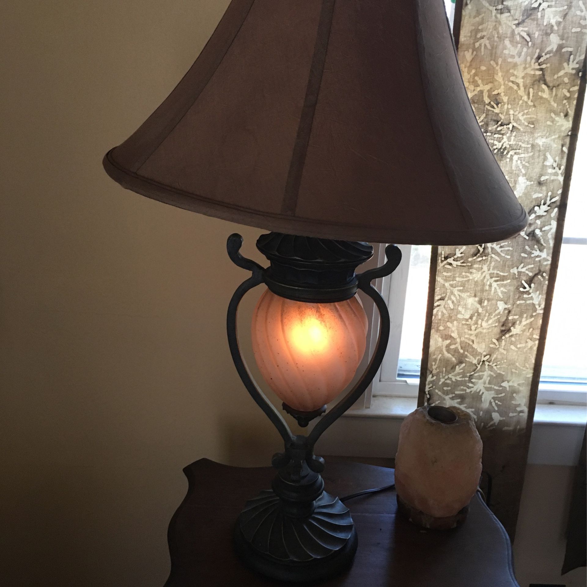 Vintage  Gothic  Rustic Table Lamp With Amber Night Light