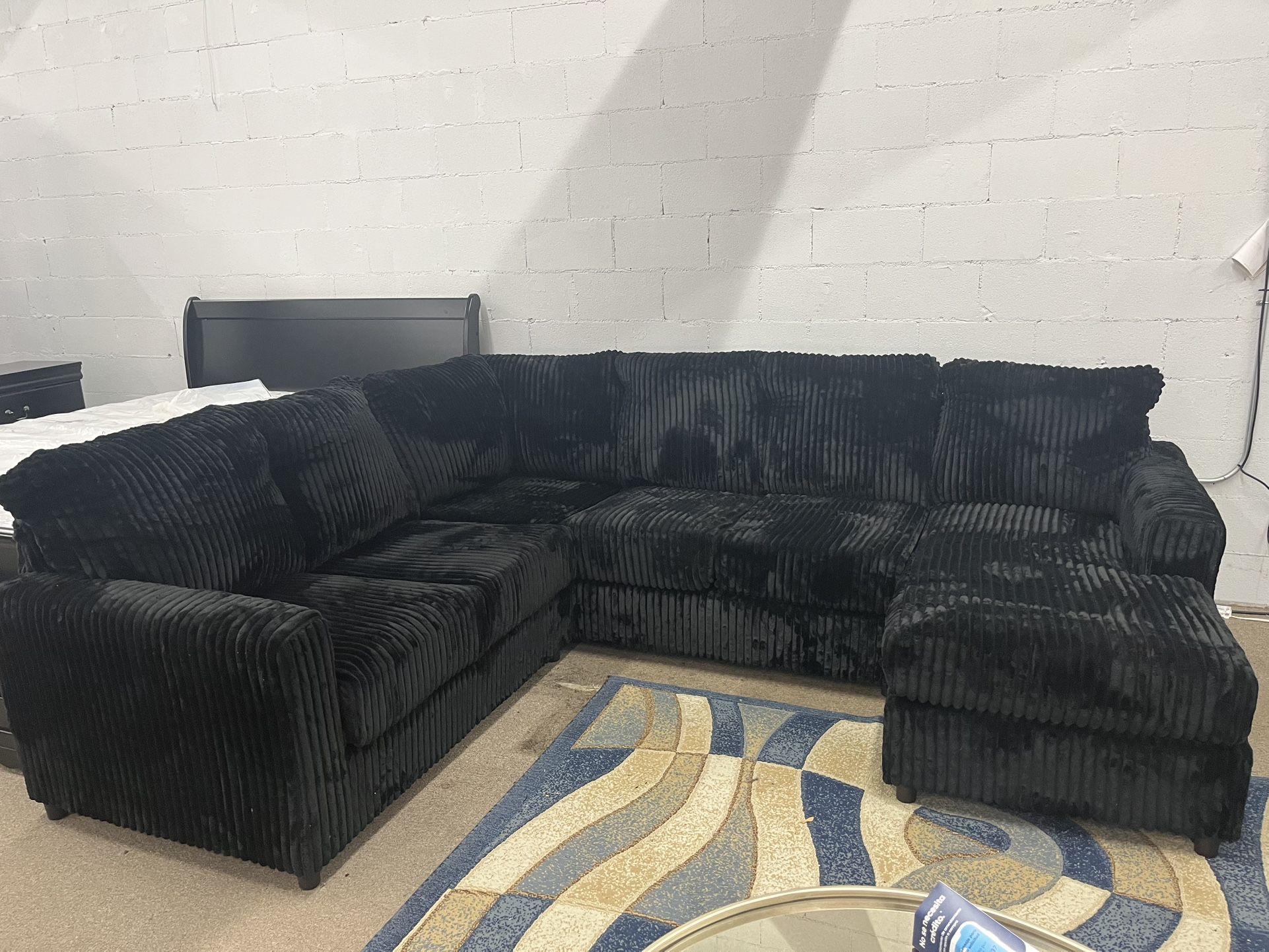 Black Corduroy Sectional 