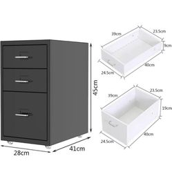 Brand New  3 Drawer Mobile File Cabinet Under Desk Metal Filing Cabinet on Wheels Black Vertical File Cabinet with Lock Off