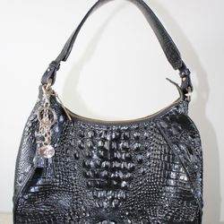 Brahmin Sandshell Melbourne Black Amira Bag And Wallet