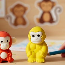 (Lot Of 2) 3D Puzzle 1" Miniature Multi-Color Erasers Figural Monkey Pair Themed. These are monkey puzzle erasers. They are popular as collectibles an