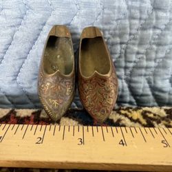 Pair Of Vintage Indian Brass Shoe Ashtrays