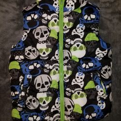 Boys Crazy 8 by Gymboree Skull Print Puffer Vest Jacket Sz S/Small 5/6. 